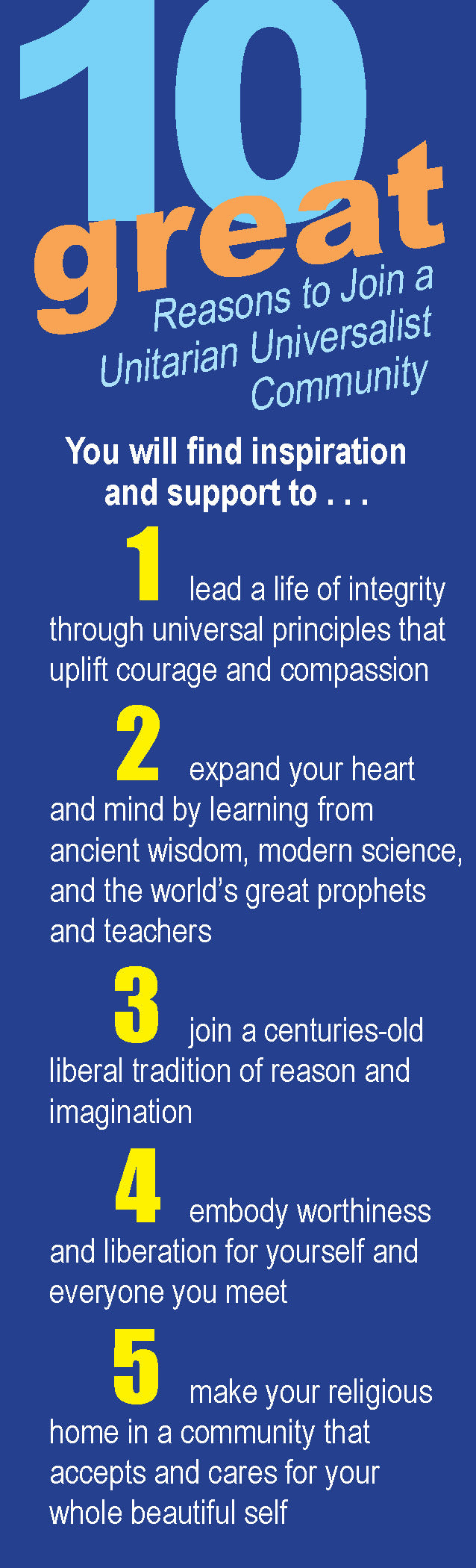 front image of Ten Great Reasons to Join a UU Community bookmark