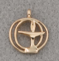image of Double Circle Gold-Plated Chalice Pendant - 3/4