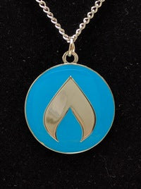 image of Teal Flame Necklace with Silver Chain