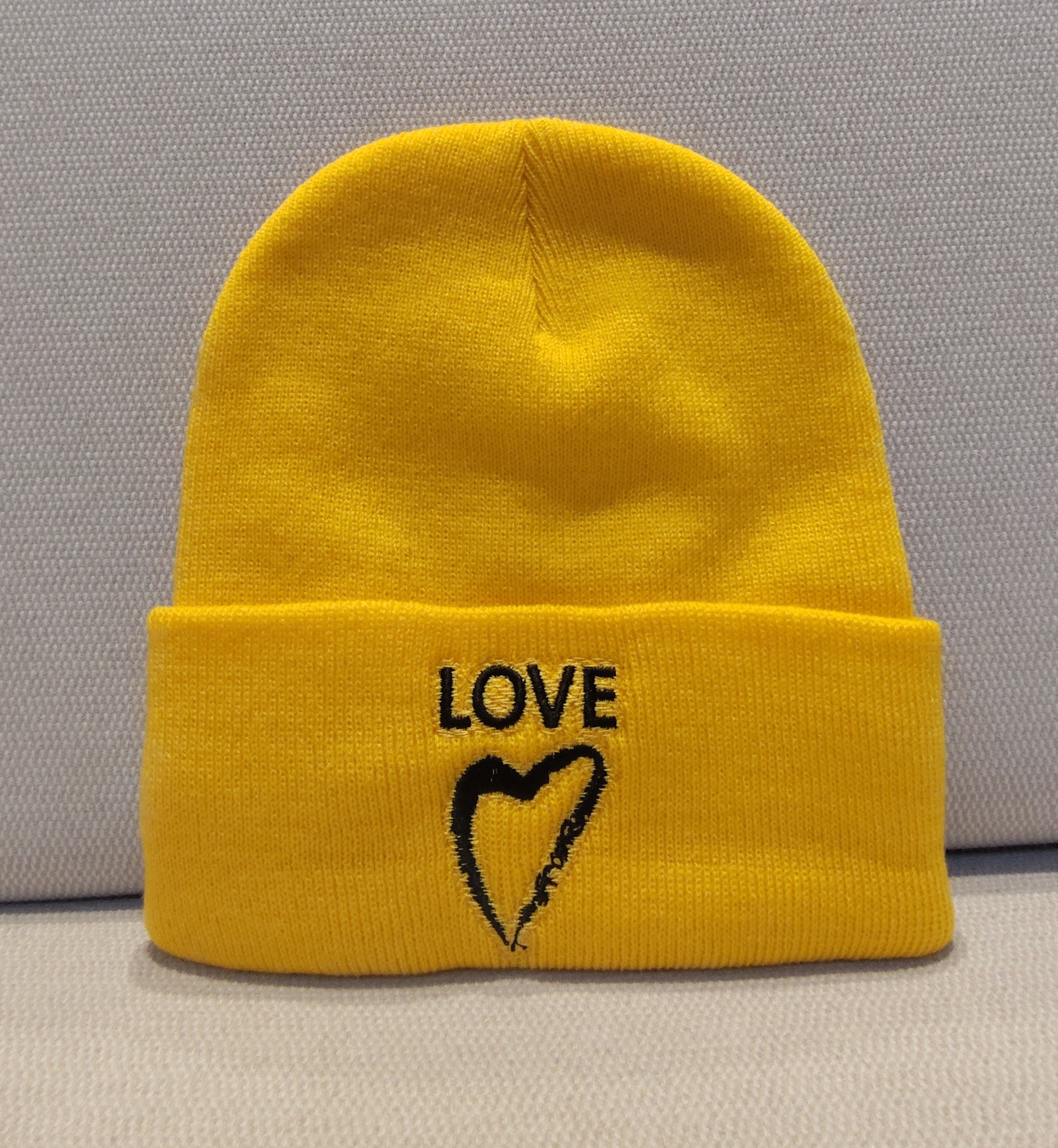 image of yellow Side with Love Winter Hat