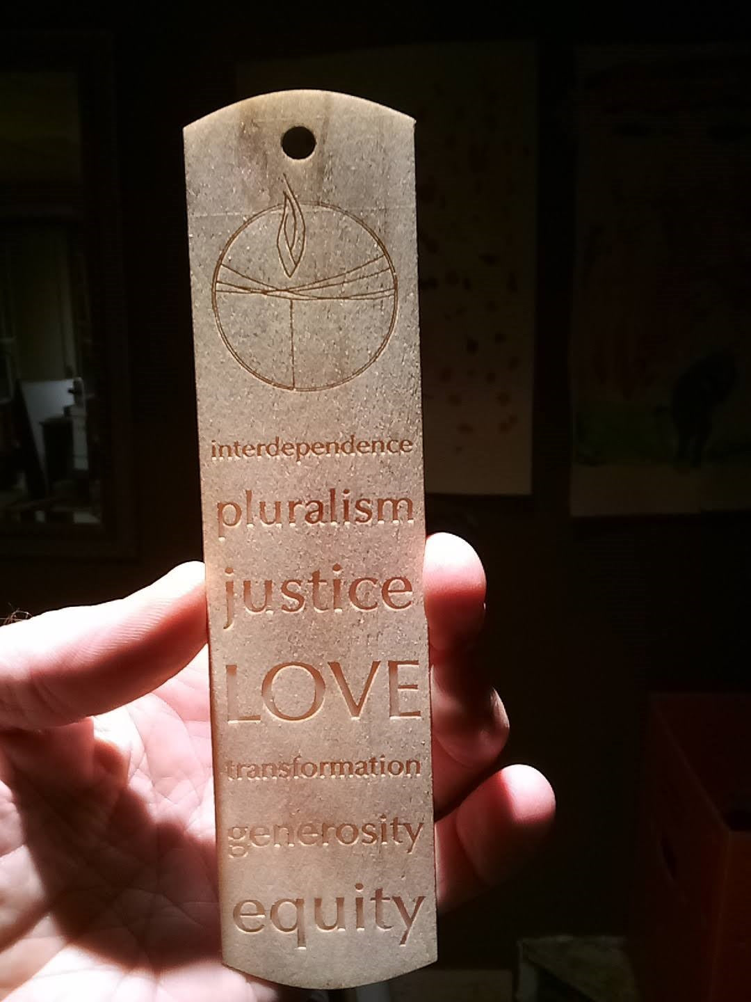 image of shared values wooden bookmark