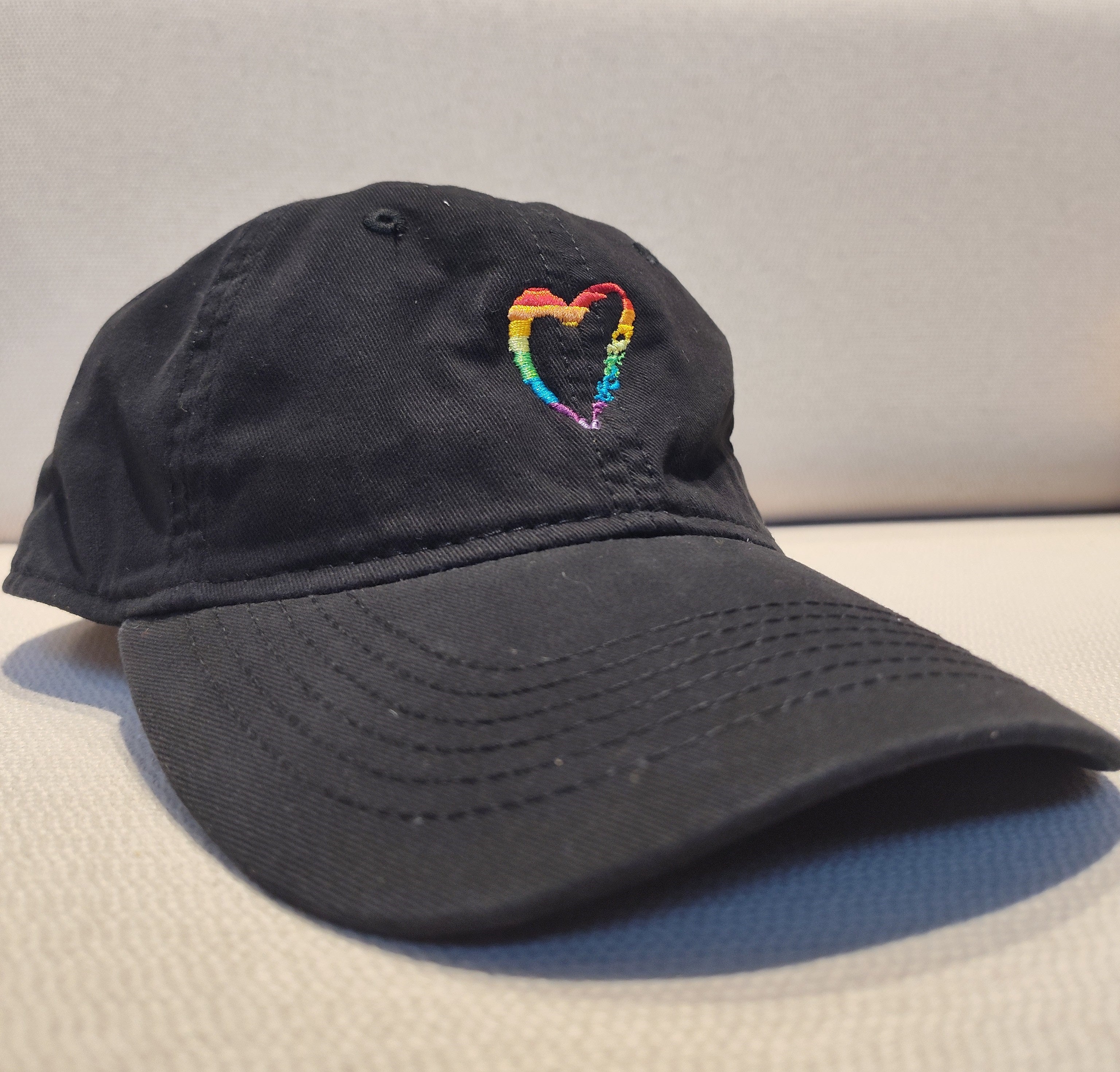 front image of black Side with Love Rainbow Heart Baseball Cap