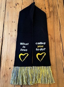 image of yellow heart Side With Love black scarf