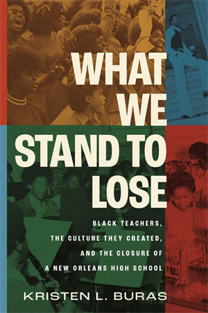 Book cover of 'What We Stand To Lose' with text and images of people.