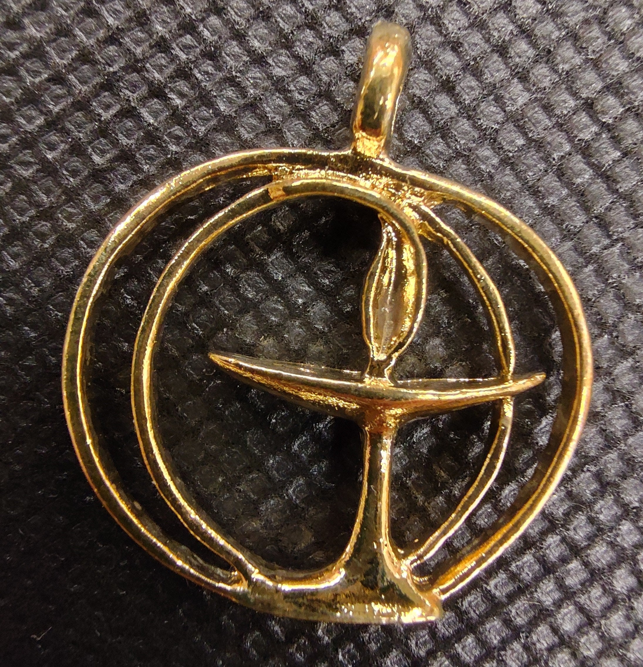 image of 1 inch Double Circle Gold-Plated Chalice Pendant
