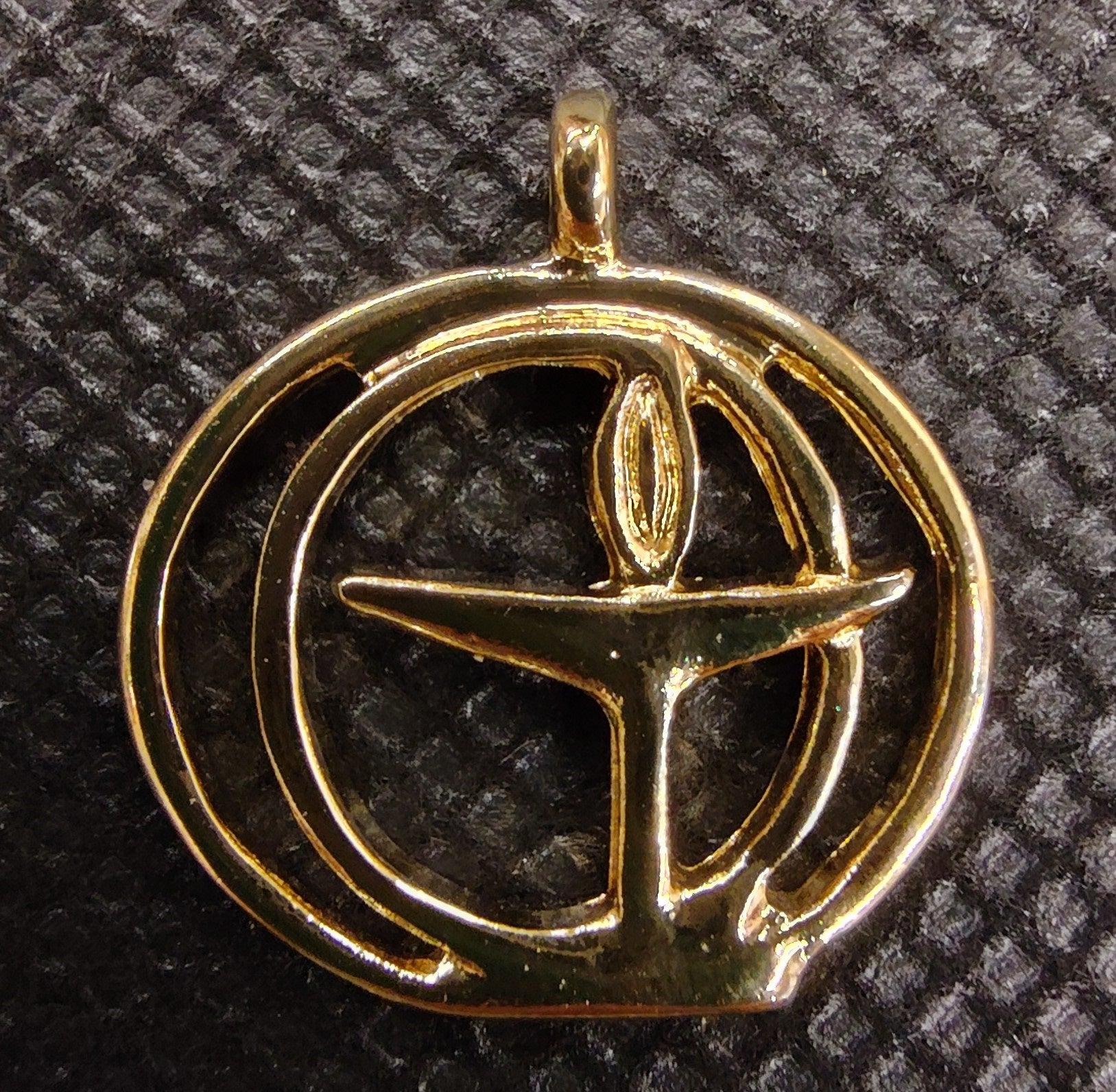 image of 3/4 inch Double Circle Gold-Plated Chalice Pendant