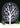 white tree with stars and quarter moon above. two figures under tree pointing skyward