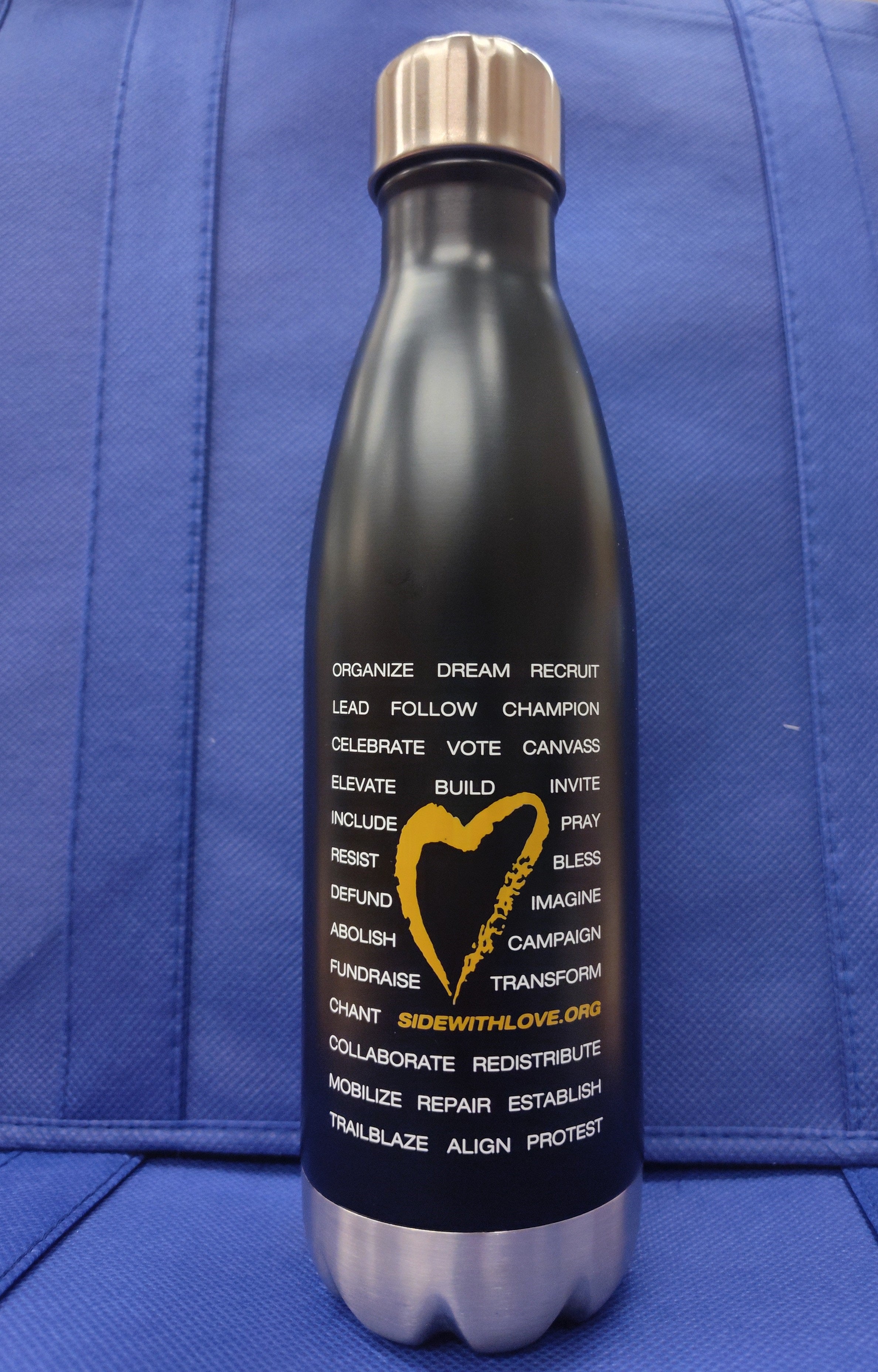 image of black Side with Love Water Bottle